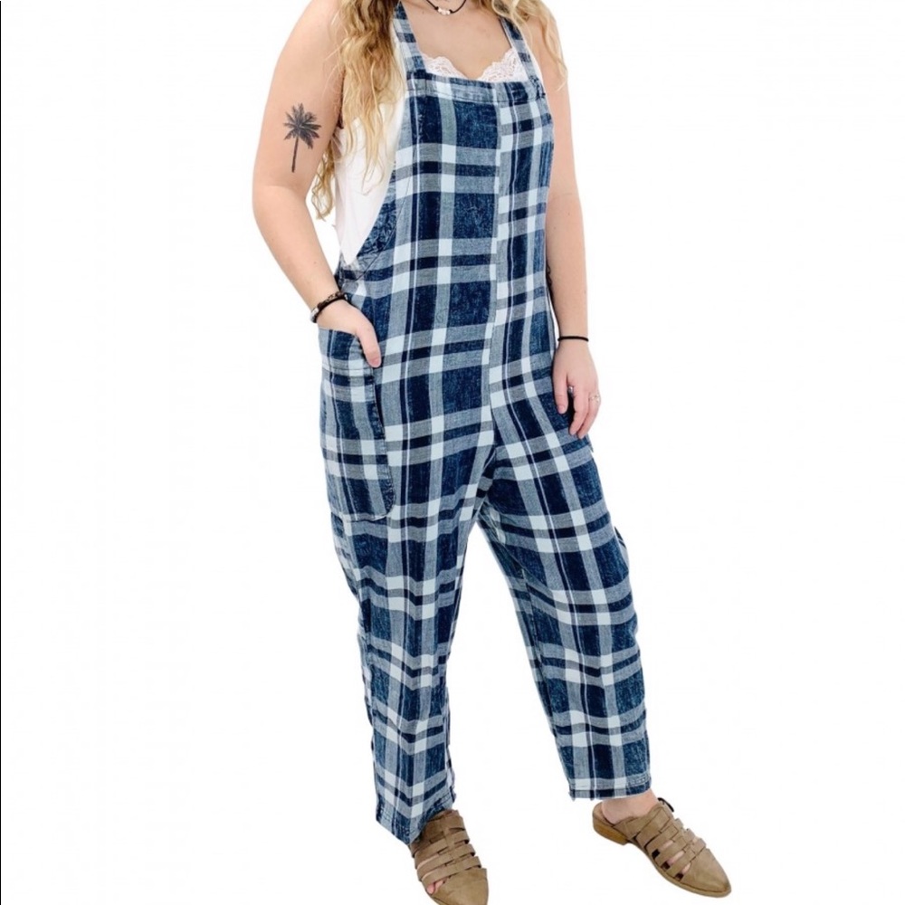 Easel Plaid Overalls